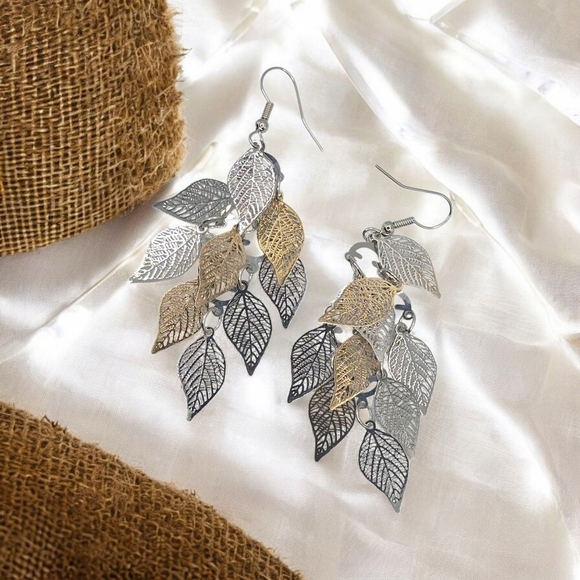 ๐Boho Chic Multicolor Leaf Dangle Earrings Lightweight Festival Trendy Jewelry - Picture 12 of 12